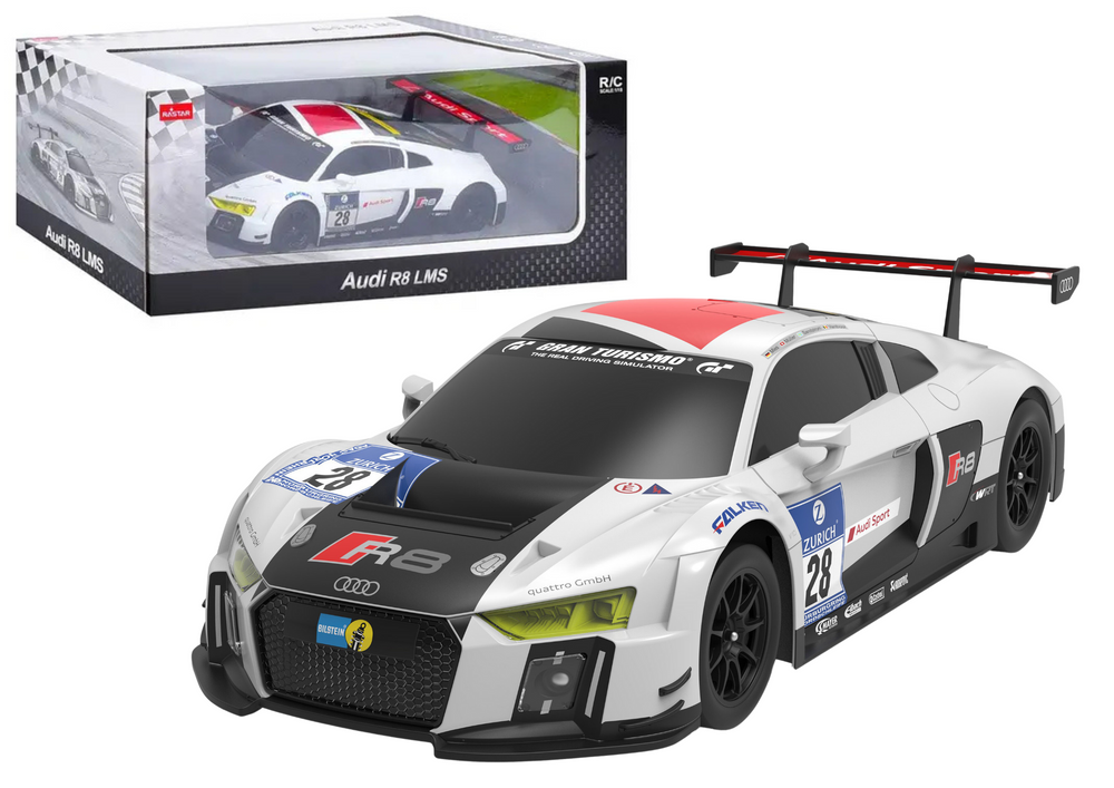Nuotoliniu Būdu Valdomas Sportinis Automobilis Audi R8 Lms 1:24, Baltas Ir Juodas