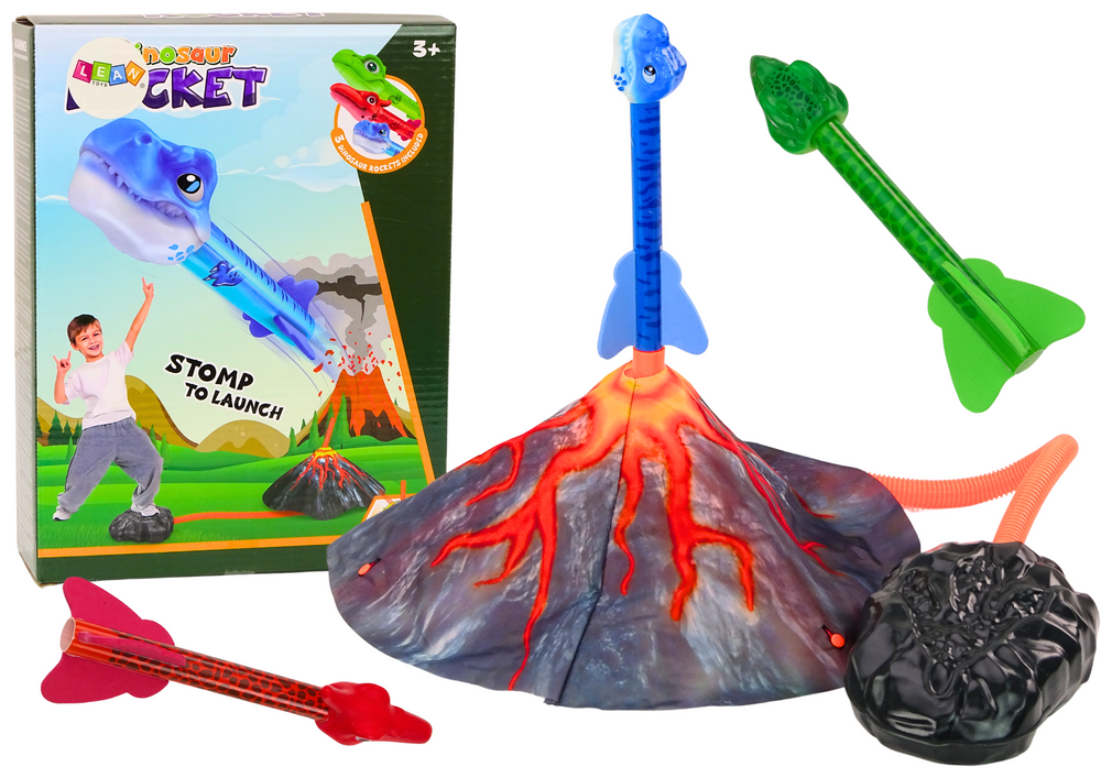 Žaislas raketų paleidimo rinkinys lean toys dinosaurs volcano