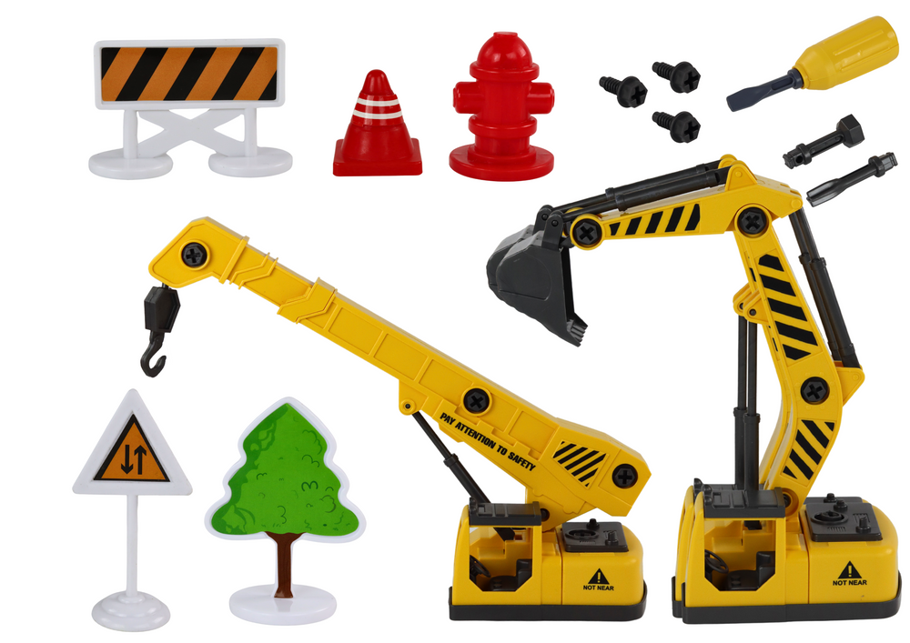 Žaislinis betono maišyklės sunkvežimis su priedais lean toys, geltonas, 11 d.