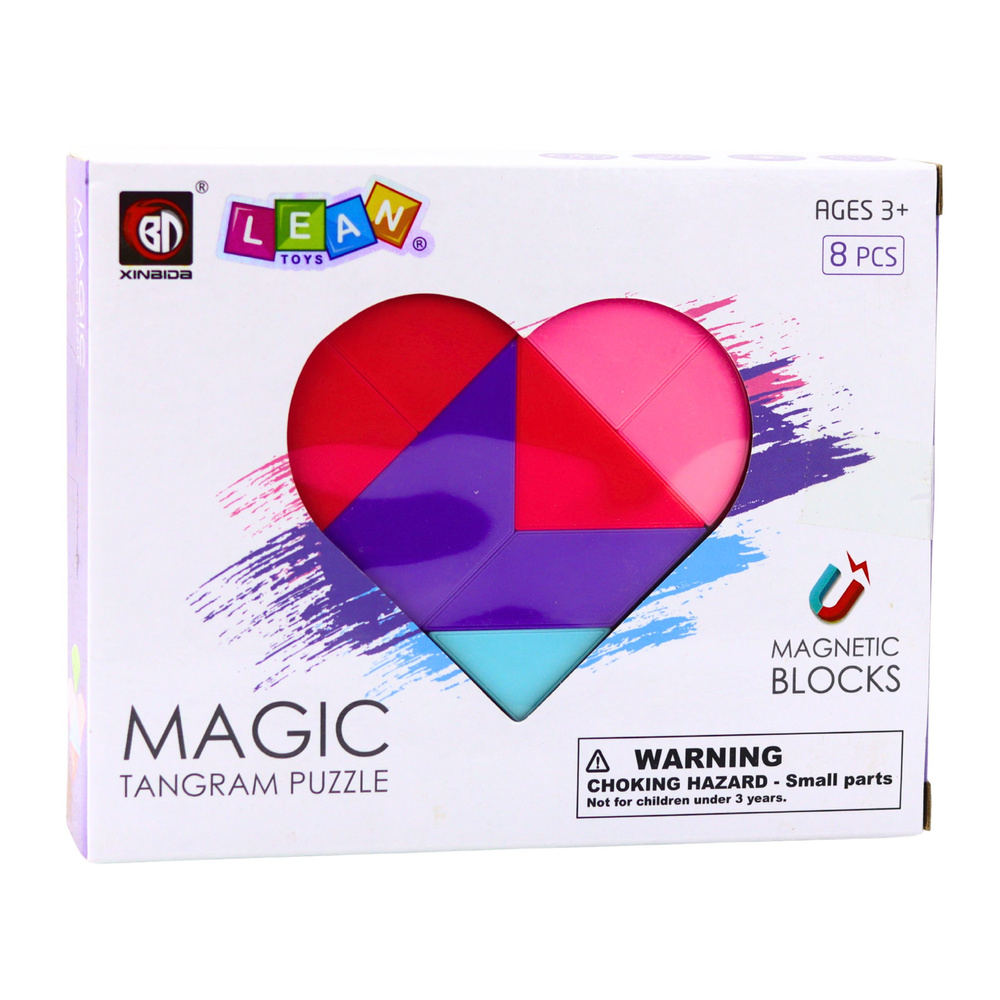 Magnetiniai tangram blokeliai širdies formos, 8 dalys 2