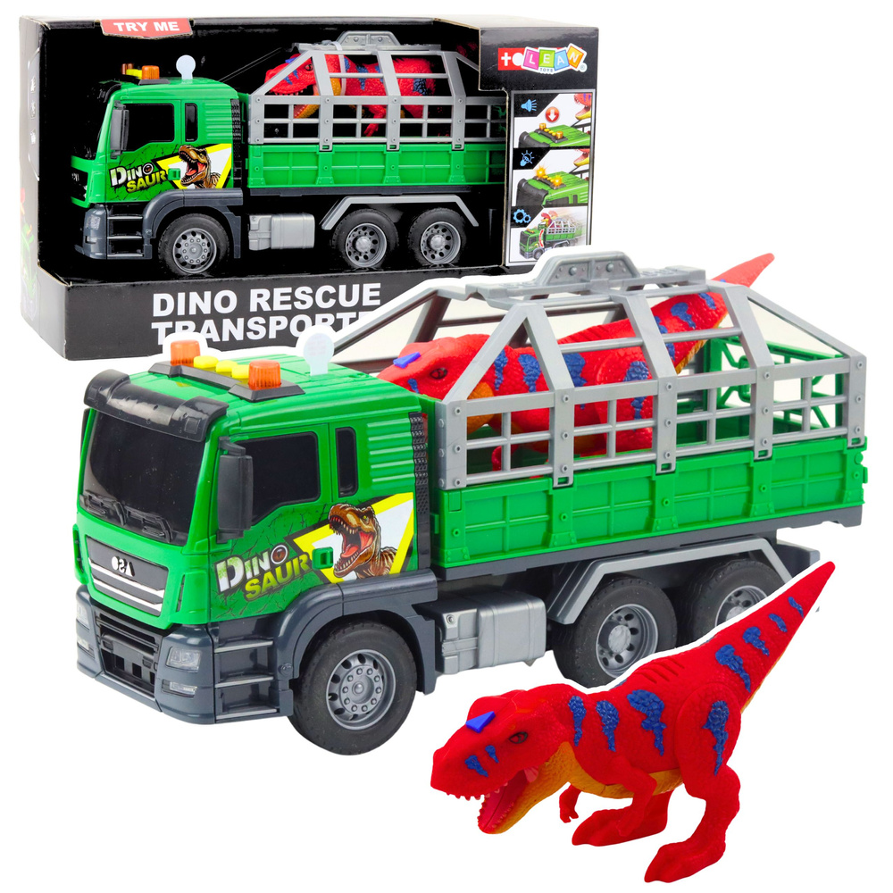 Dinozaurų transportavimo sunkvežimis su šviesomis ir garsais, 1:10, 31.5x17x11 cm