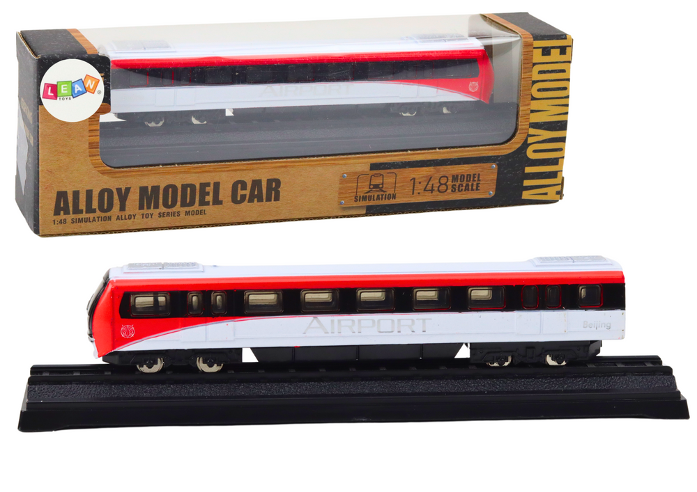 Kolekcinis traukinio modelis 1:48, raudonai baltas, metalinis