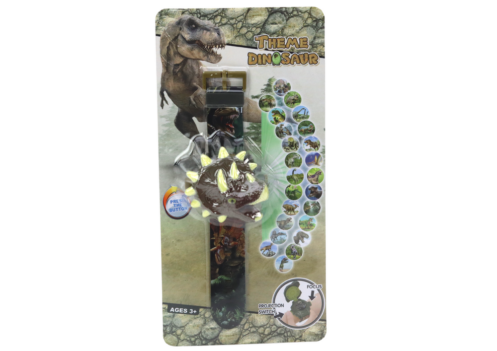 Laikrodis 3d projektorius dinozauras triceratops lean toys, 22x5x3 cm