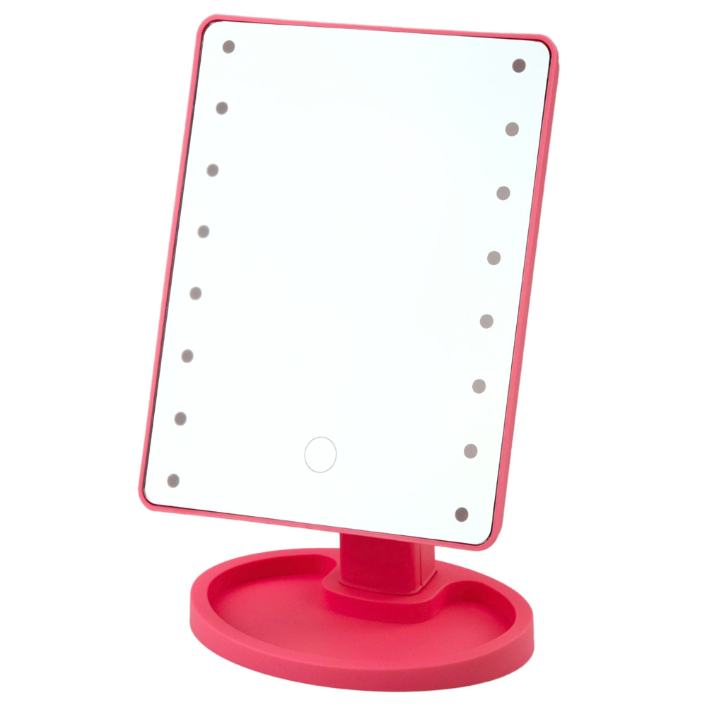 Led kosmetinis veidrodis su stovu, rožinis
