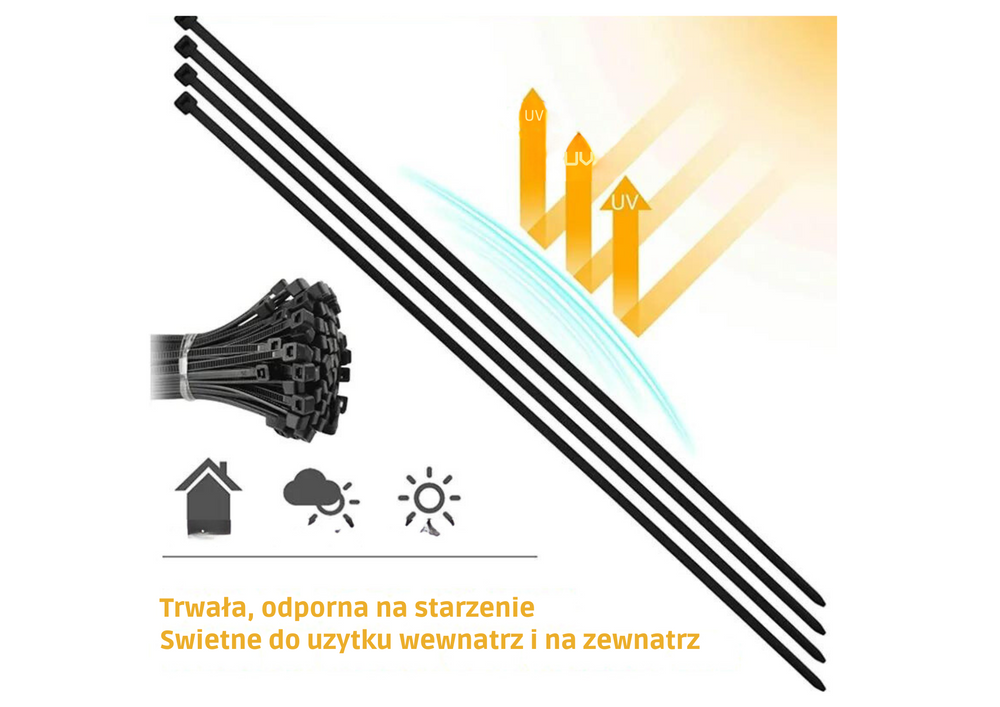 Juodosios nailoninės užveržimo juostos, 100 vnt., 3,6x250 mm