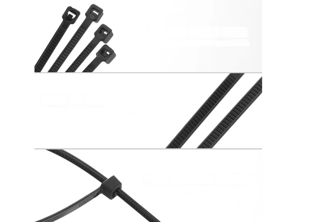 Juodosios nailoninės užveržimo juostos, 100 vnt., 3,6x250 mm