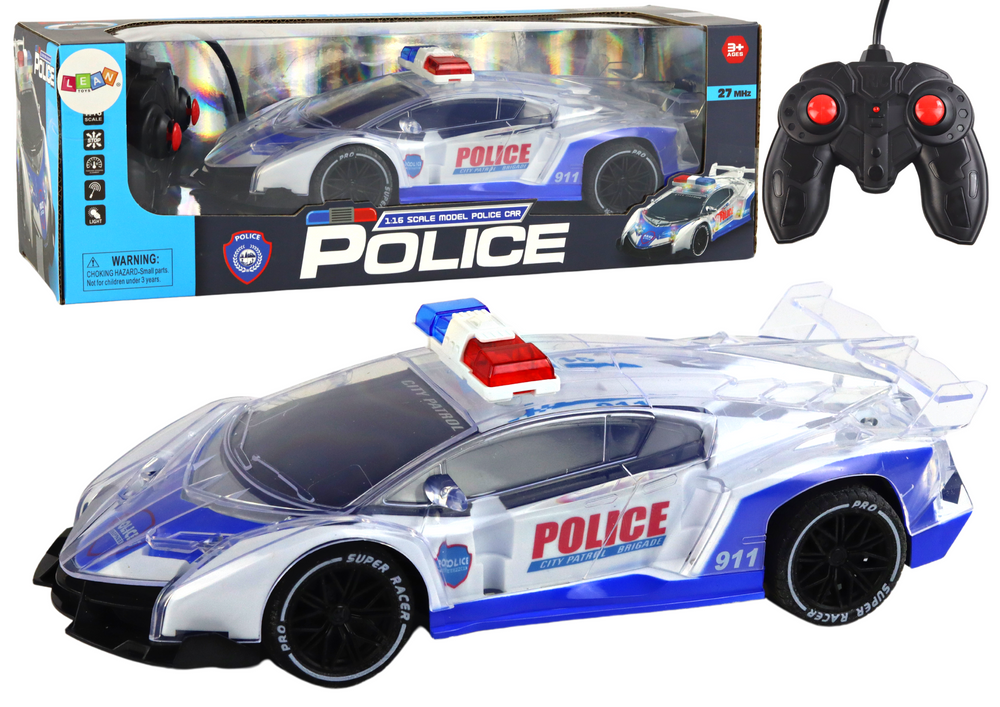 Radijo bangomis valdomas policijos automobilis lean toys, 1:16