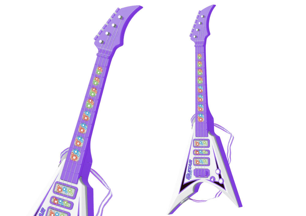 Vaikiška elektrinė gitara su šviesomis ir melodijomis, violetinė