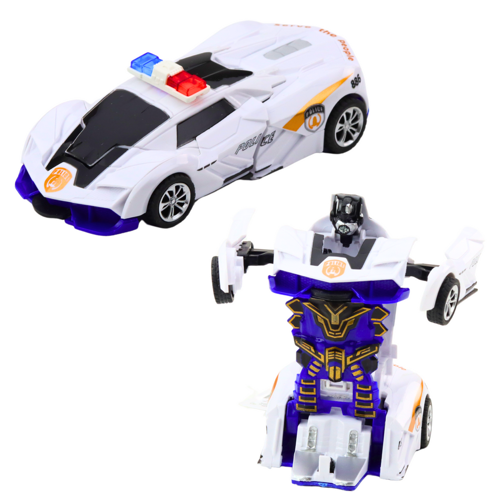 Žaislinis automobilis-robotas 2in1 policijos sportinis