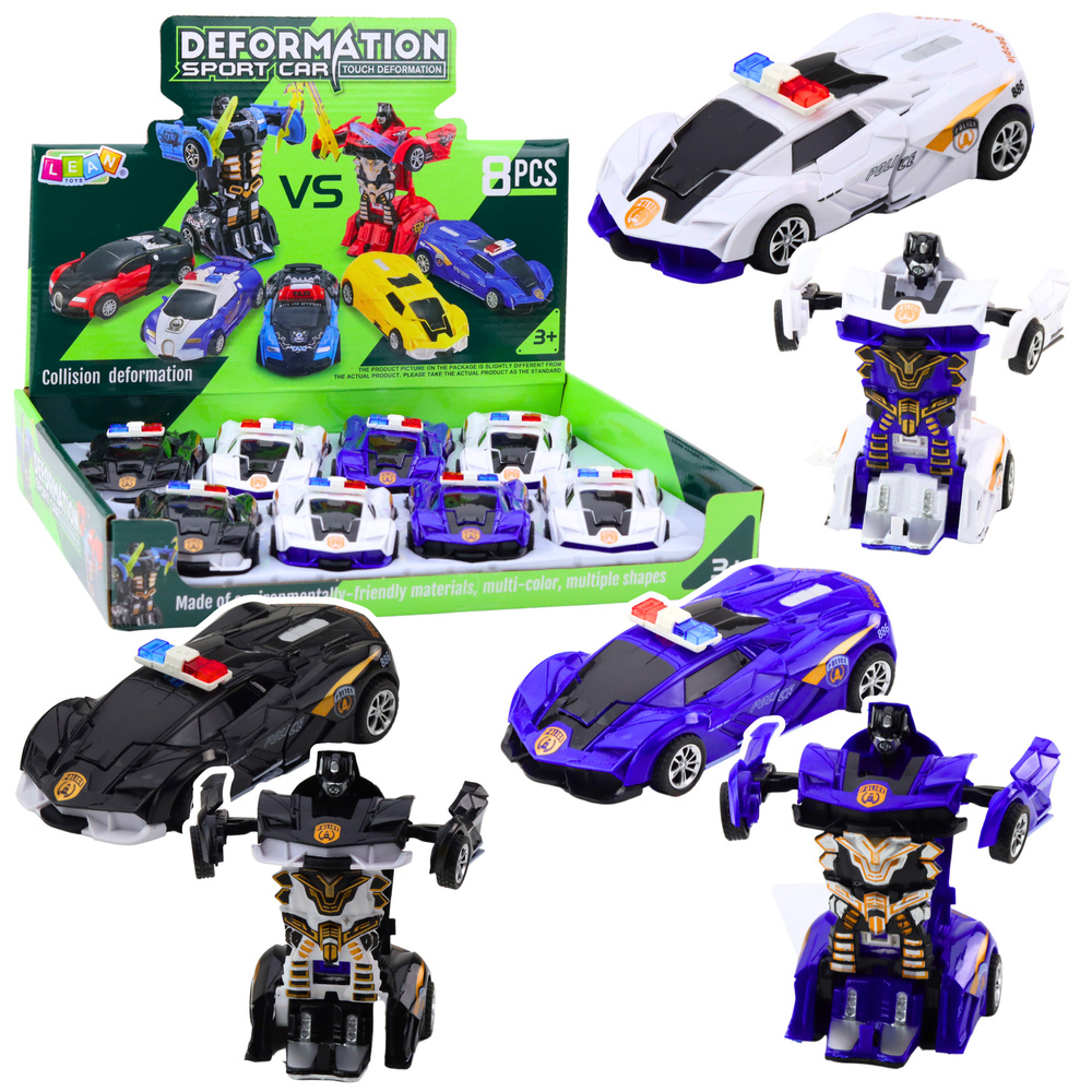 Žaislinis automobilis-robotas 2in1 policijos sportinis