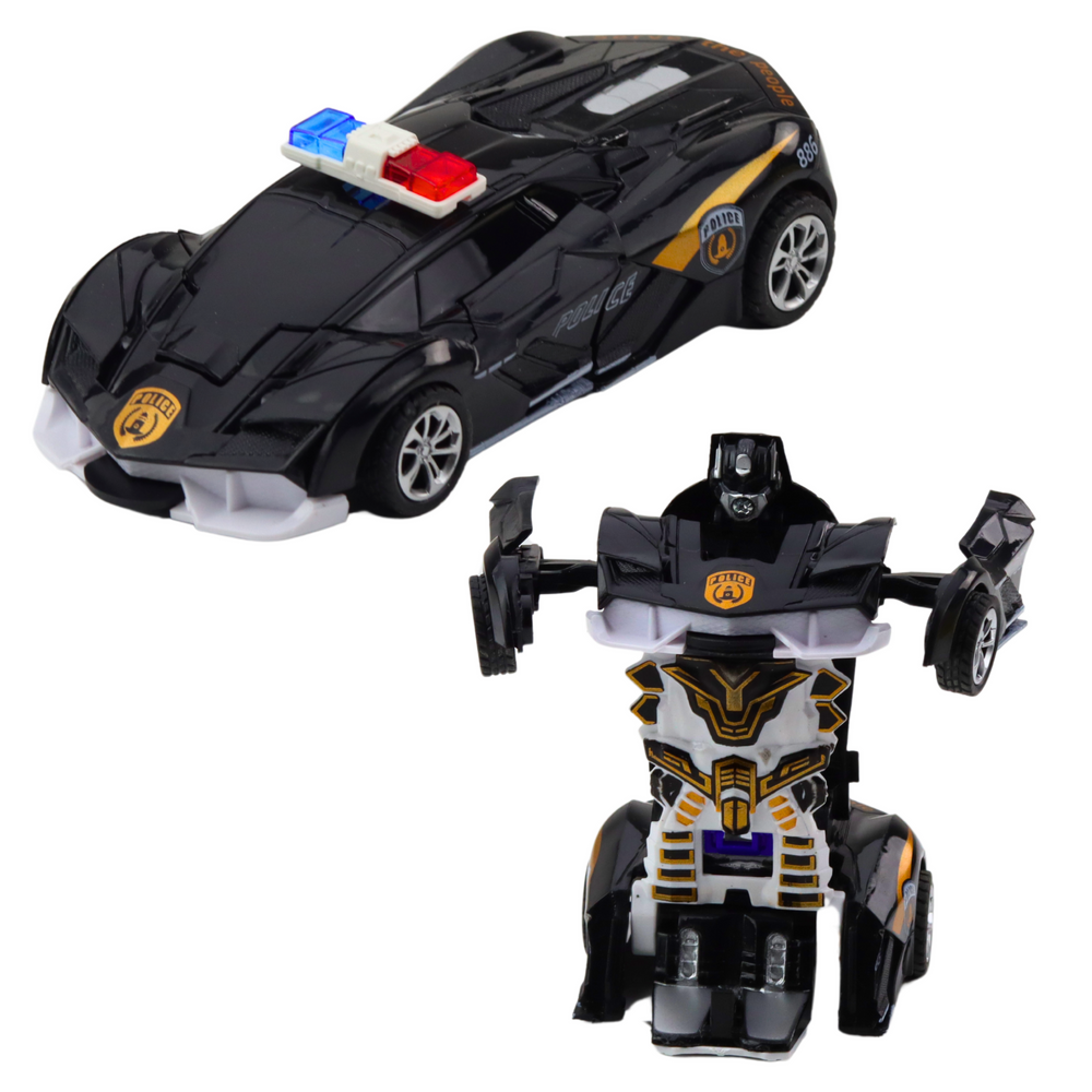 Žaislinis automobilis-robotas 2in1 policijos sportinis
