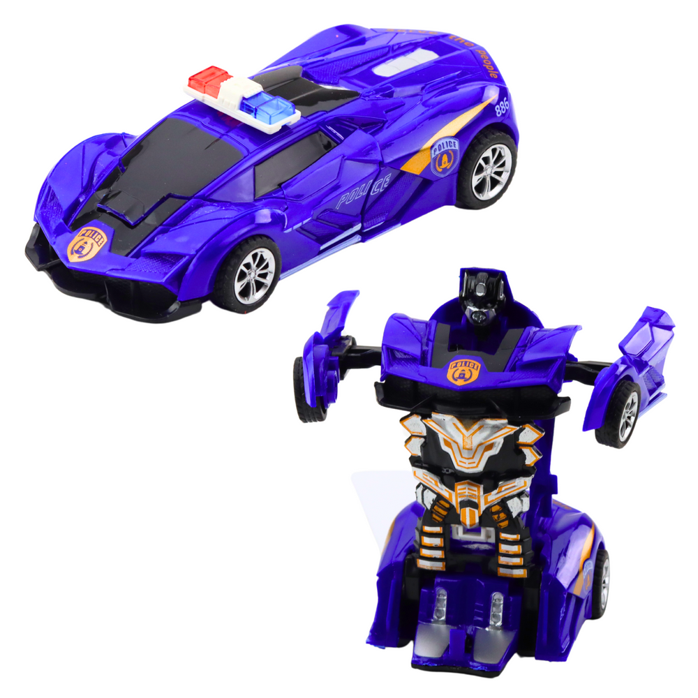 Žaislinis automobilis-robotas 2in1 policijos sportinis