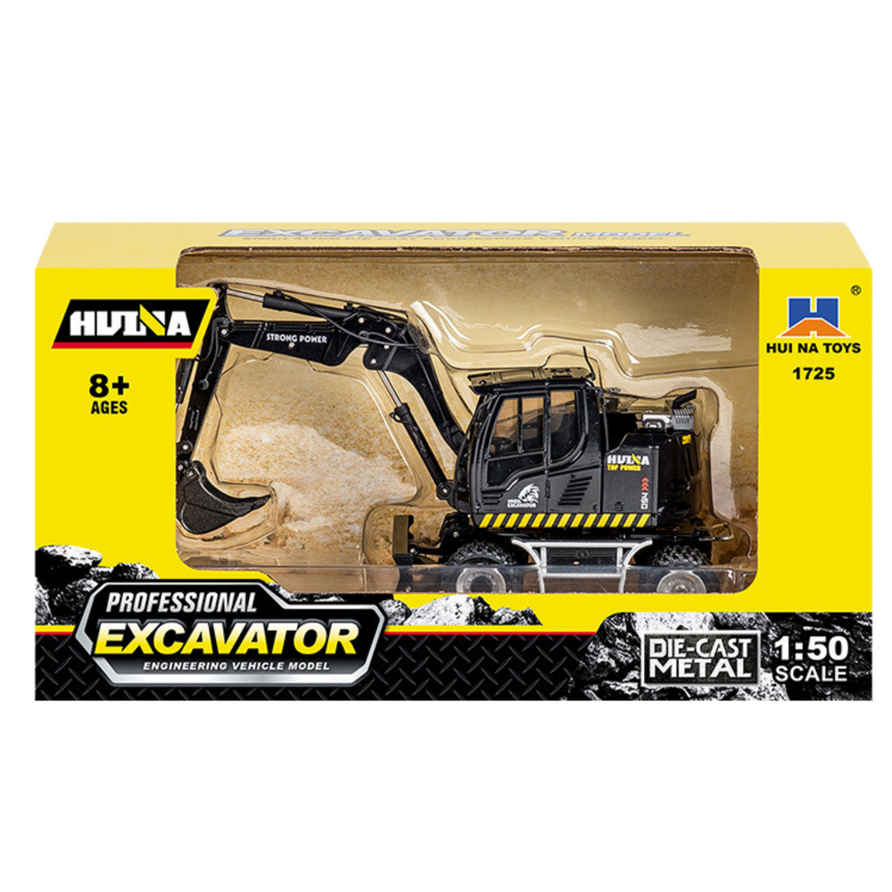 Metalinė ekskavatoriaus ir buldozerio modelis 1:50, juodas