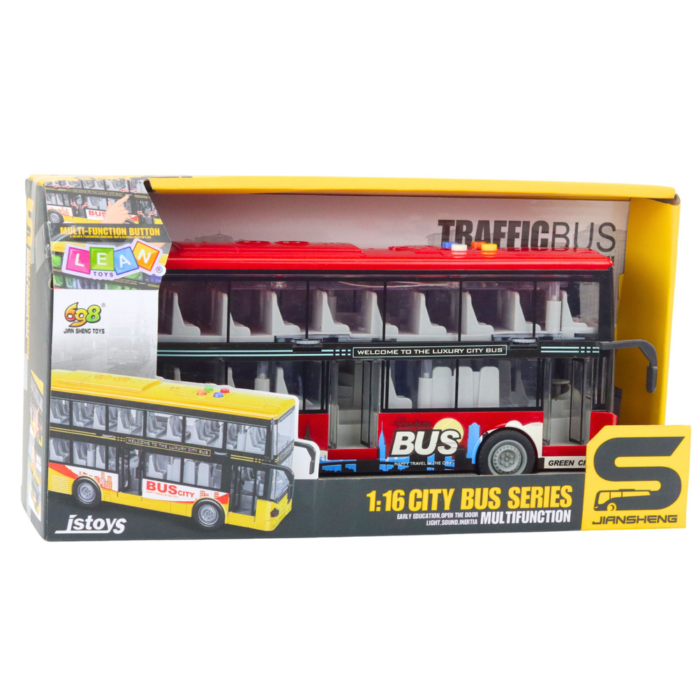 Dviaukštis miesto autobusas 1:16 su šviesomis ir garsais 2