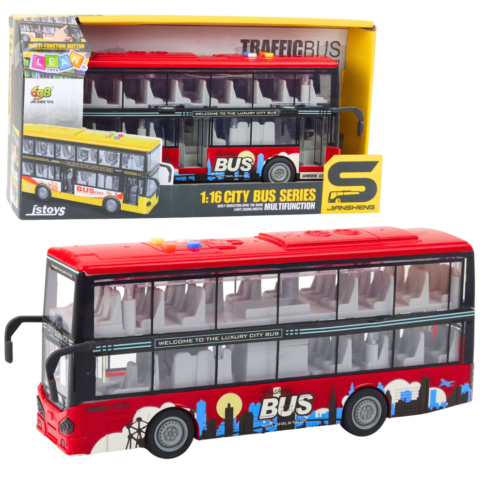 Dviaukštis miesto autobusas 1:16 su šviesomis ir garsais
