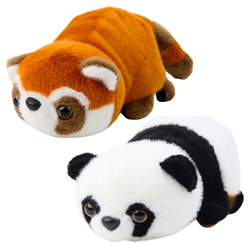 Dvipusis pliušinis žaislas panda ir raudonoji panda 22cm