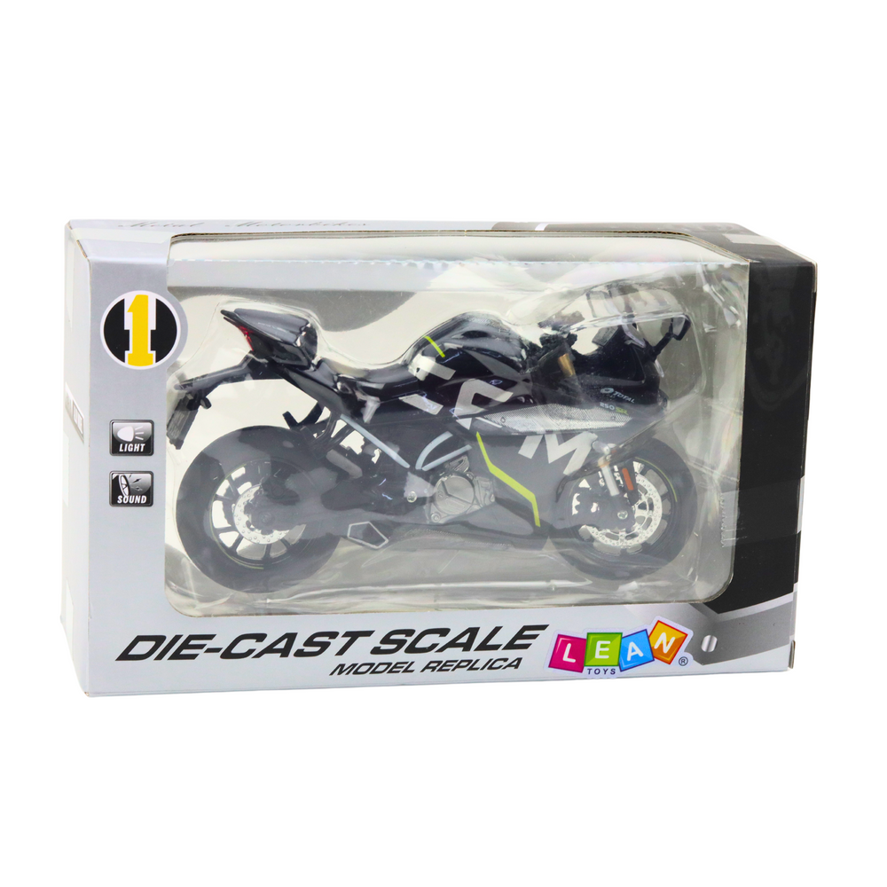 Sportinis motociklas iš metalo – juodas 250 sr 1:12