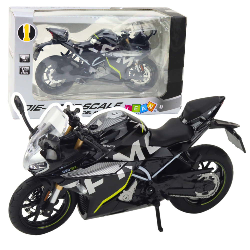 Sportinis Motociklas Iš Metalo – Juodas 250 Sr 1:12