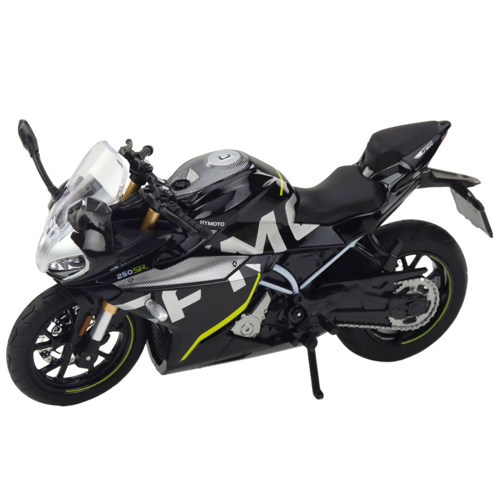 Sportinis motociklas iš metalo – juodas 250 sr 1:12