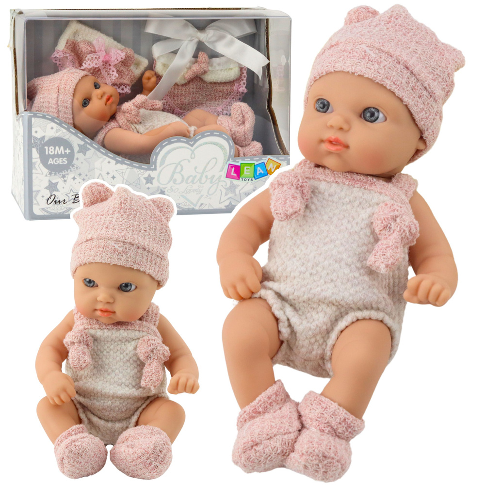 Lėlė kūdikis 18 cm su rožiniais akcentais