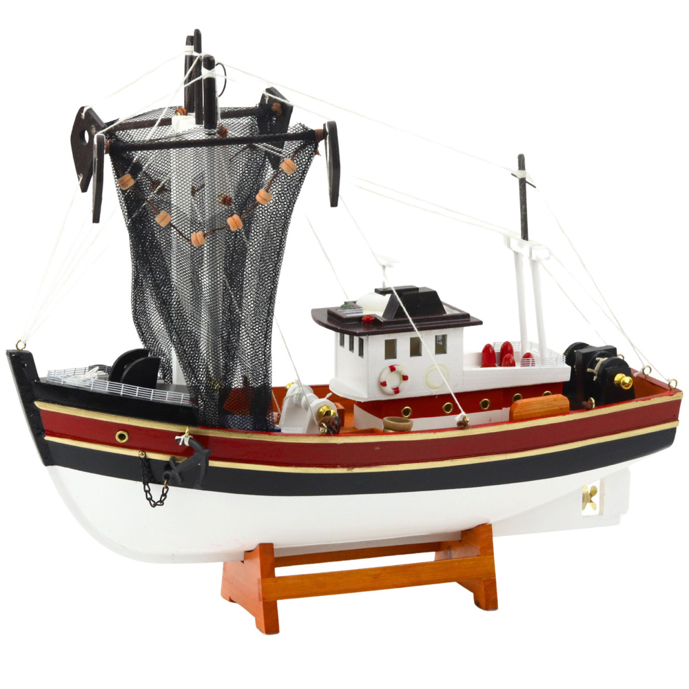 Dekoratyvinis žvejybos laivo modelis su tinklu 38x31 cm