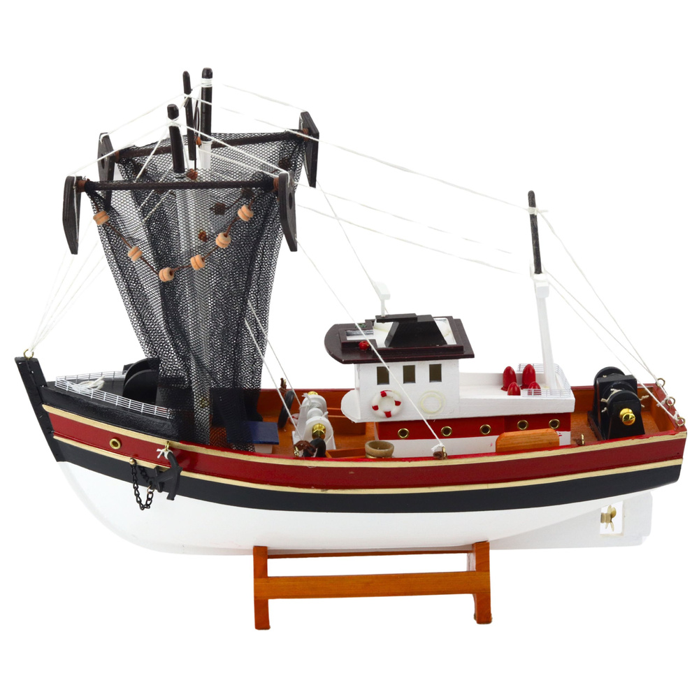Dekoratyvinis žvejybos laivo modelis su tinklu 38x31 cm