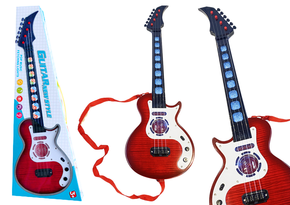 Elektrinė gitara vaikams su šviesos efektais, raudona