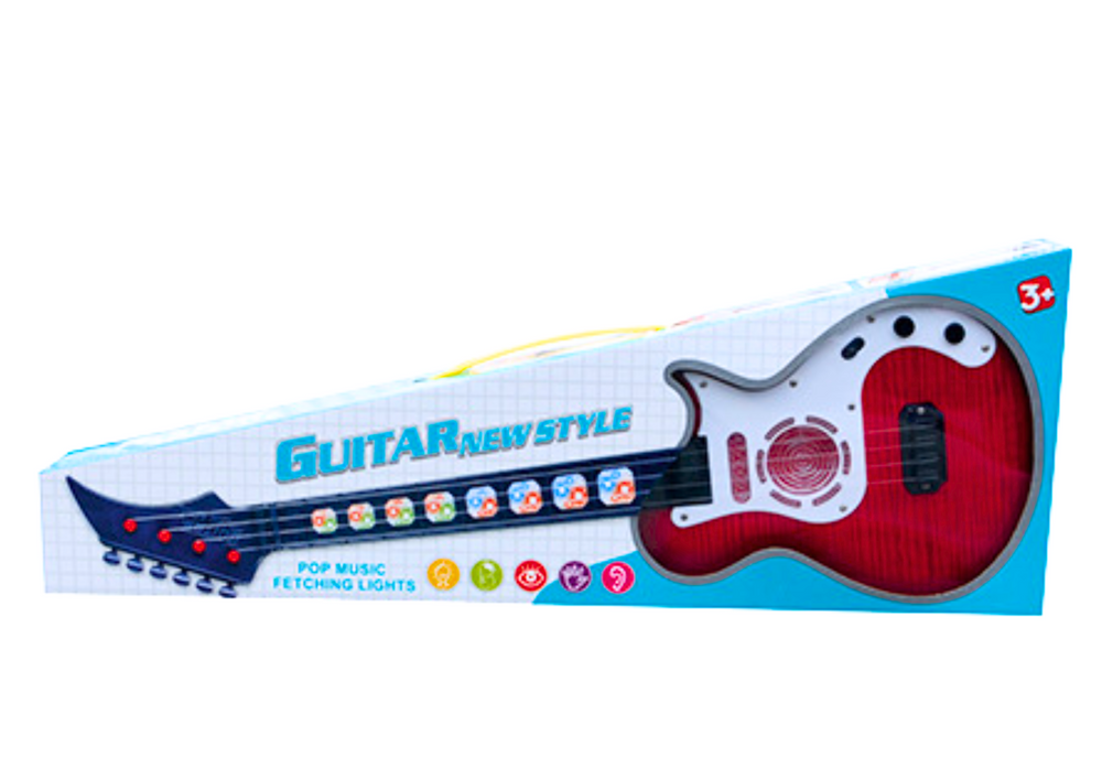 Elektrinė gitara vaikams su šviesos efektais, raudona