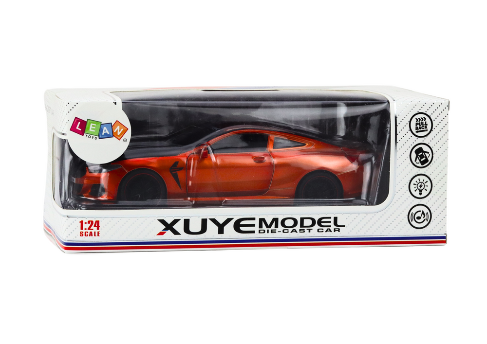 Sportinis automobilis su atidaromais elementais 1:24, oranžinis