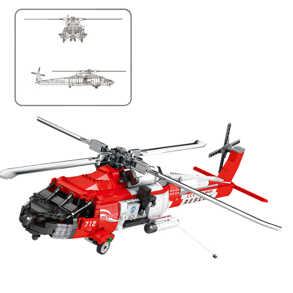 Konstrukcinis rinkinys hh-60j jayhawk gelbėjimo sraigtasparnis 1137 detalių