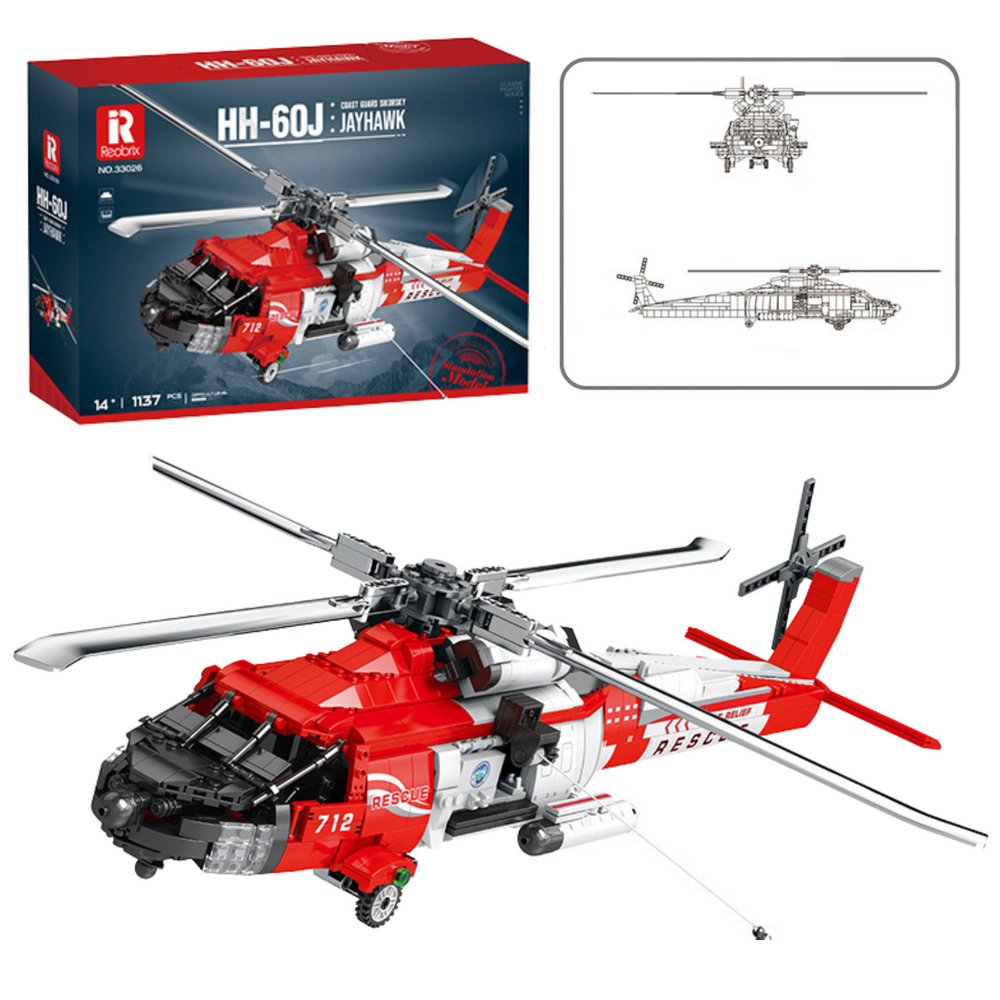Konstrukcinis rinkinys hh-60j jayhawk gelbėjimo sraigtasparnis 1137 detalių