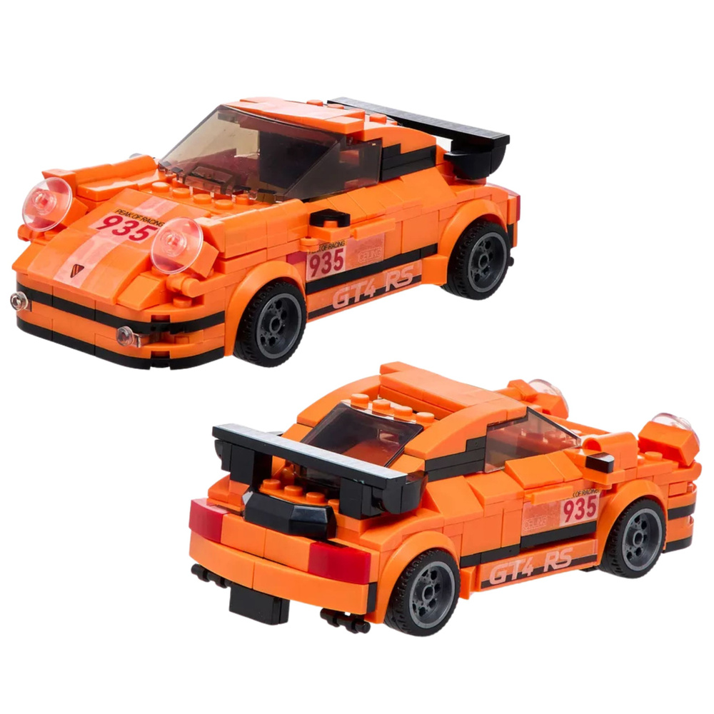 Konstruktoriaus rinkinys automobilis-robotas 2in1 oranžinis 354 vnt.