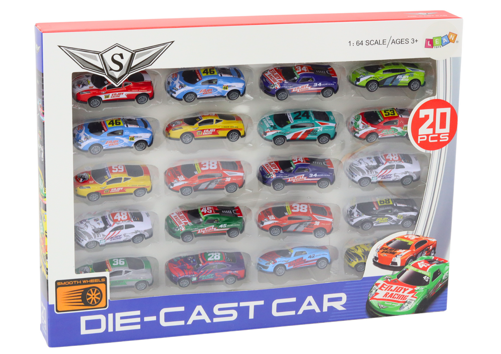 Sportinių mašinėlių rinkinys lean toys, įvairių spalvų, 20 vnt.