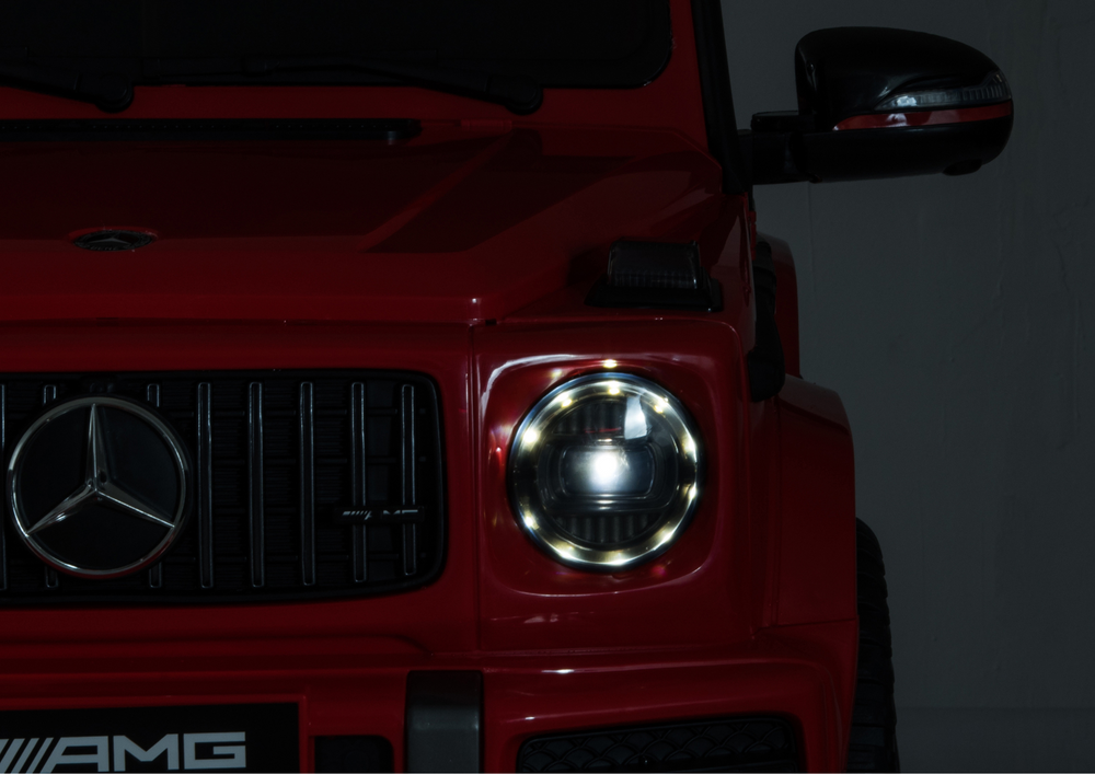 Raudonas mercedes g63 akumuliatorinis automobilis vaikams
