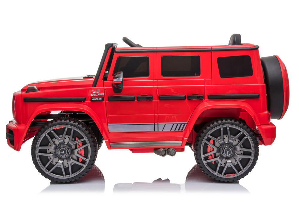 Raudonas mercedes g63 akumuliatorinis automobilis vaikams