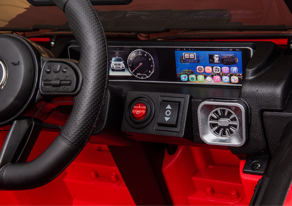 Raudonas mercedes g63 akumuliatorinis automobilis vaikams