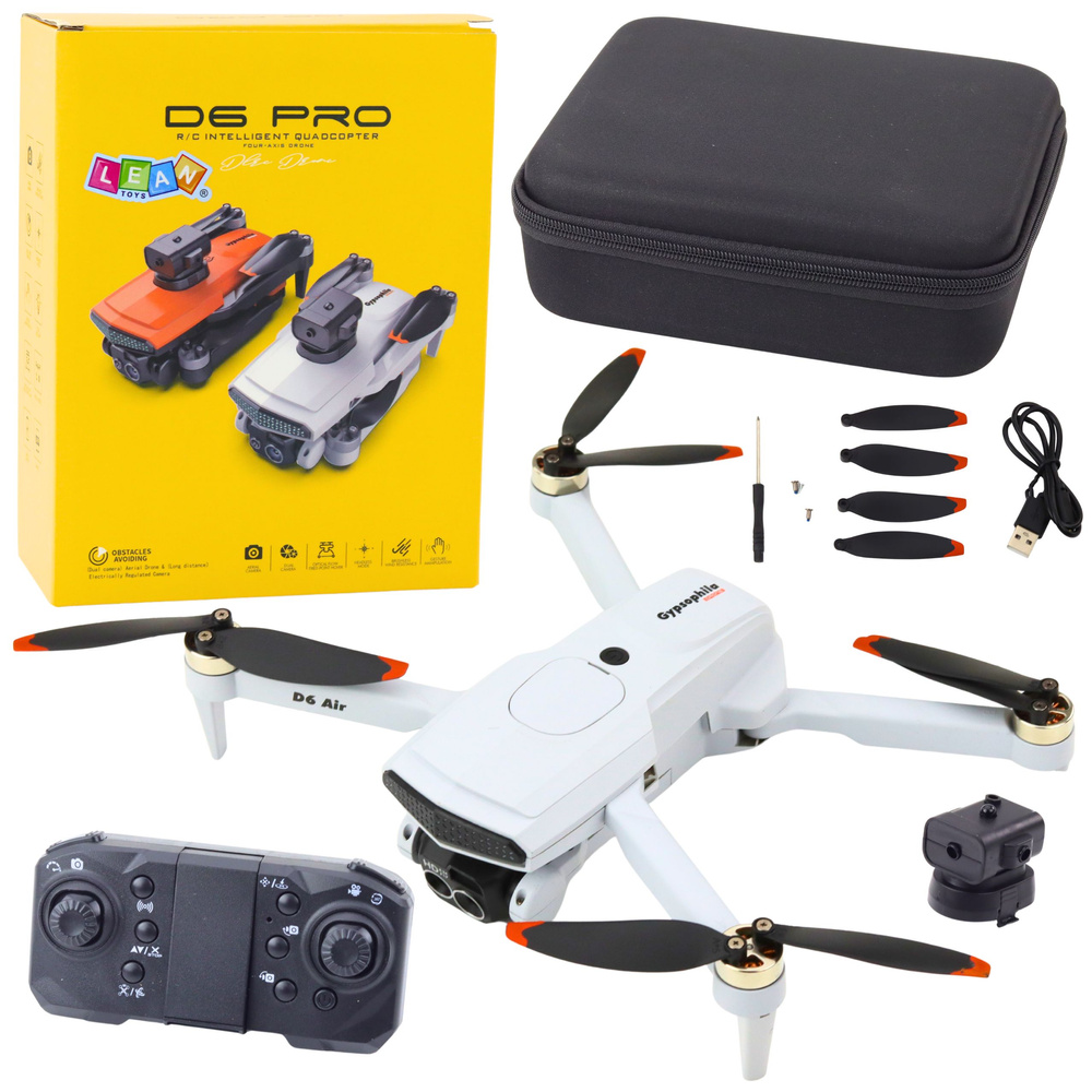 Šviesiai pilkas dronas su kamera d6 pro