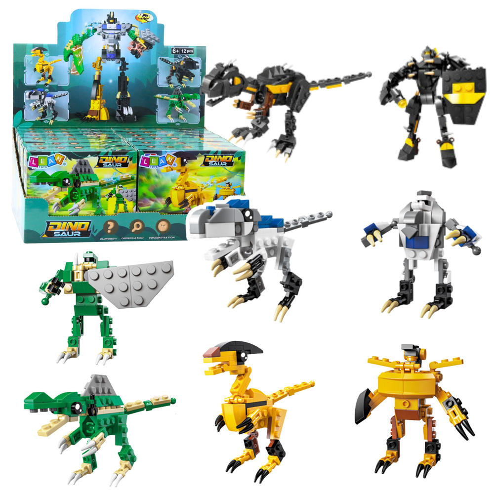 Konstruktorius 2-in-1: dinozauras ir robotas, 57-70 detalių