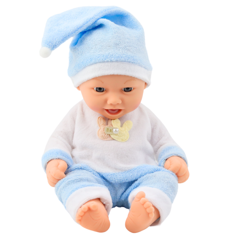 Lėlė su mėlyna pižama ir kepure, 24 cm 1
