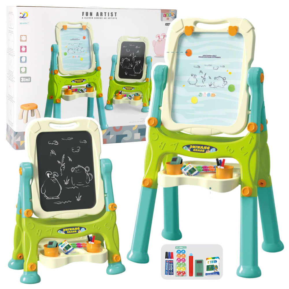 Dvipusė mokomoji lenta su priedais, 3-in-1