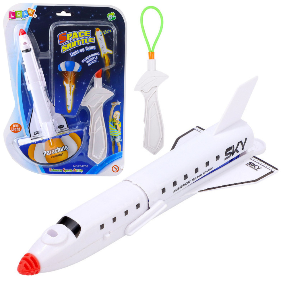 Žaislinė raketa su parašiutu ir timpa
