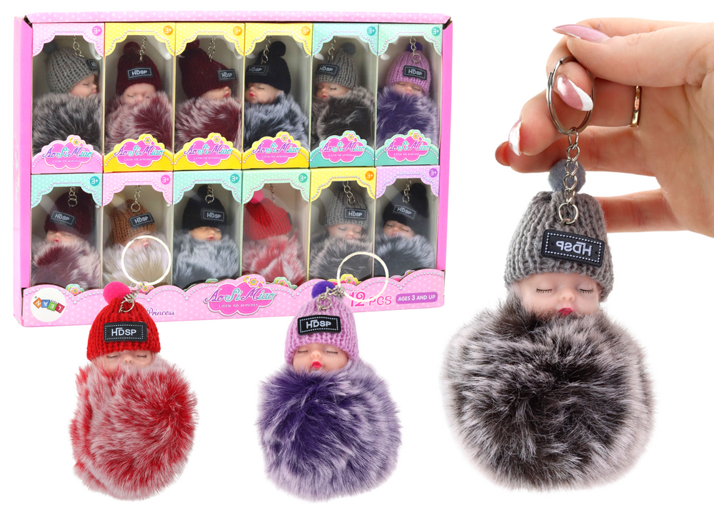 Minkštas lėlytės pakabukas - pompom raktų pakabukas
