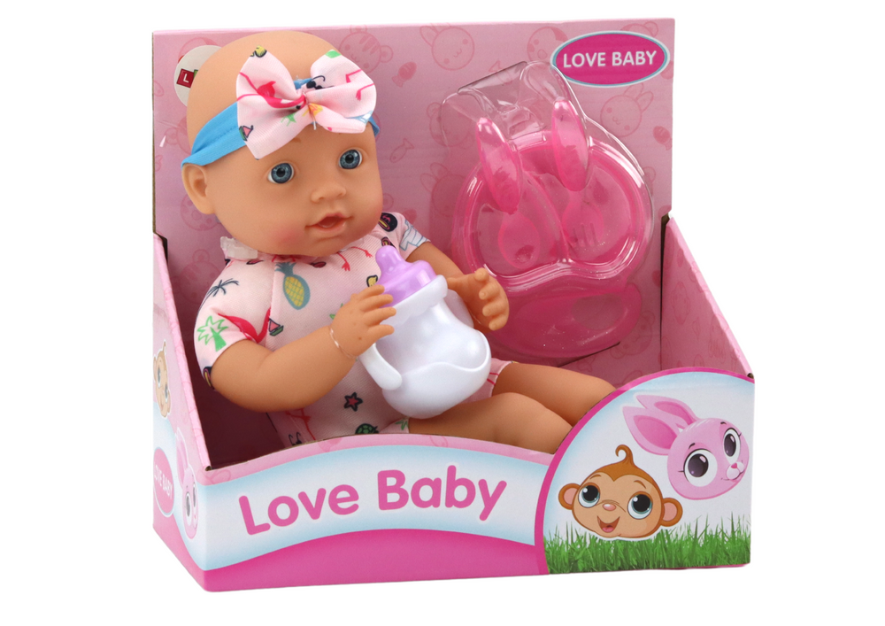 Lėlė rožine apranga su priedais lean toys love baby