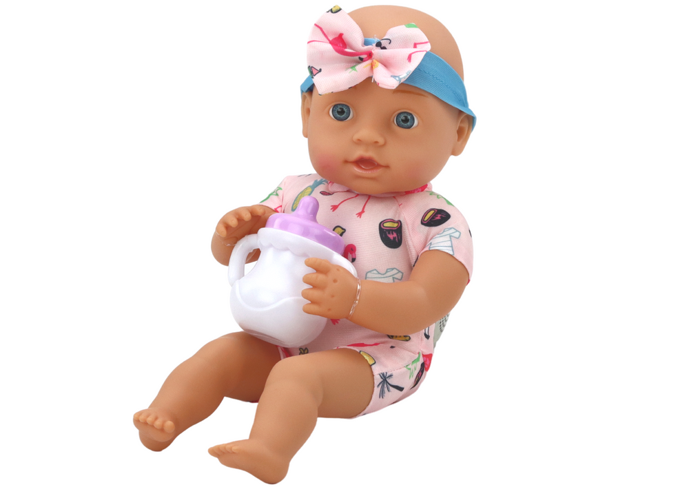 Lėlė rožine apranga su priedais lean toys love baby