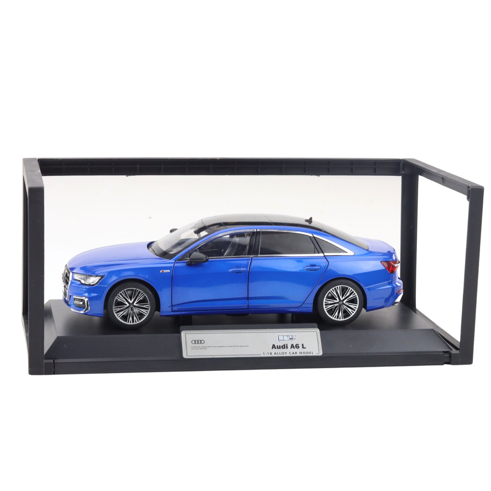 Audi a6 l 1:18 metalinis automobilis su šviesomis ir garsais, mėlyna 3