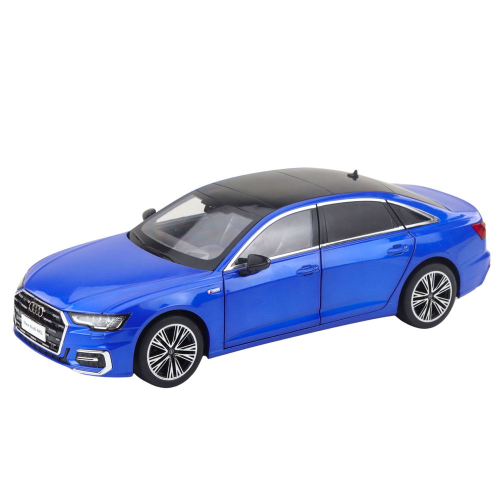 Audi a6 l 1:18 metalinis automobilis su šviesomis ir garsais, mėlyna 1