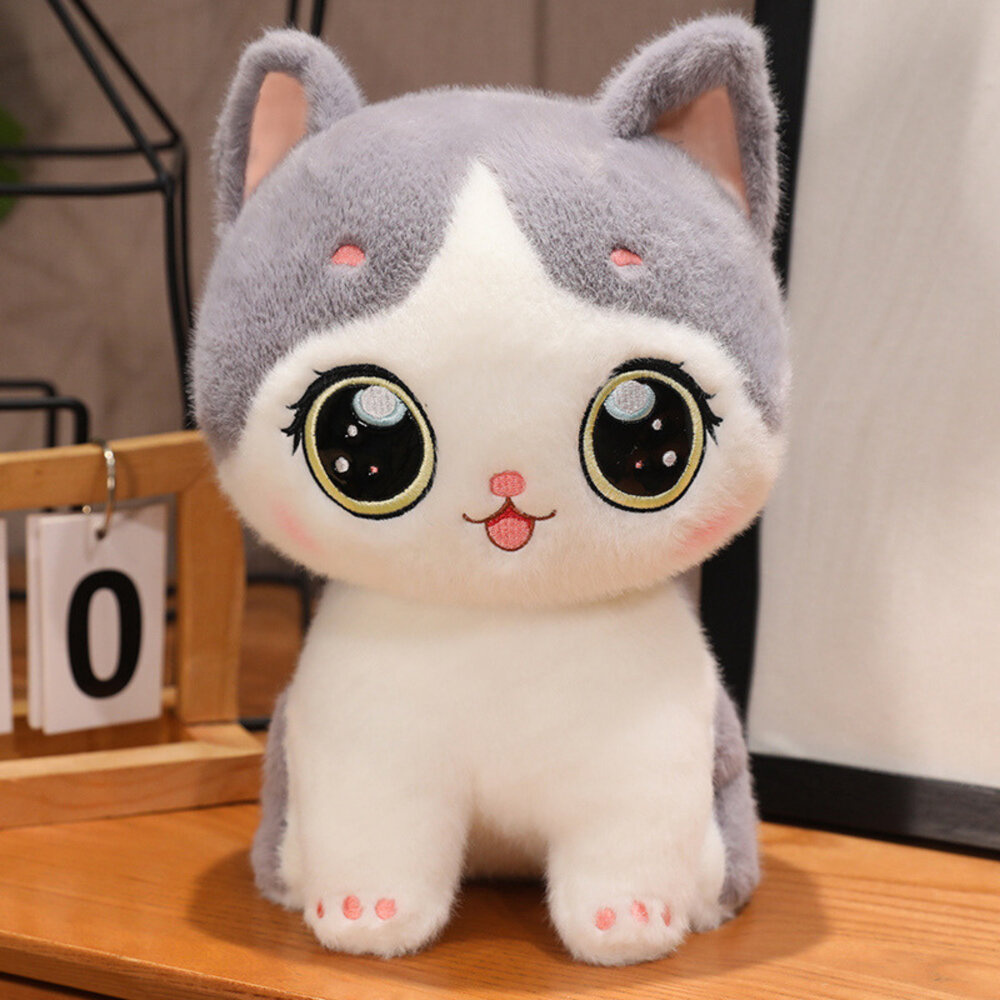 Pilkas pliušinis katinas - minkštas žaislas 21 cm