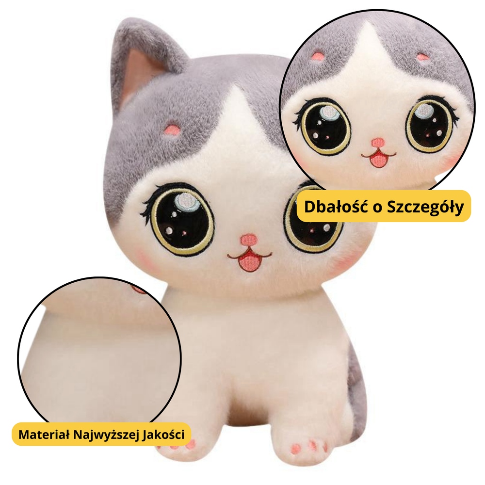 Pilkas pliušinis katinas - minkštas žaislas 21 cm