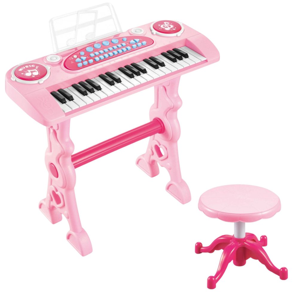 Elektroninis pianinas vaikams su mikrofonu, 37 klavišai, rožinis 1