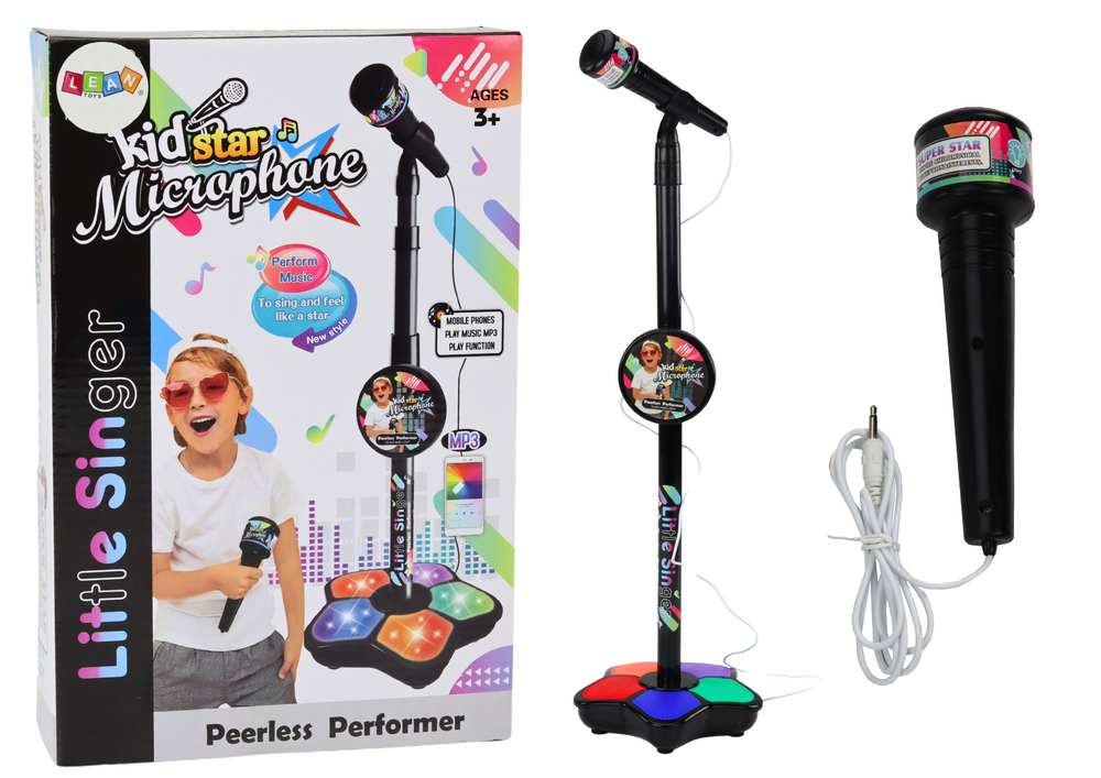 Mikrofonas su stovu vaikams lean toys, juodas